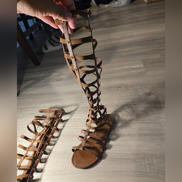 Bamboo Caged Gladiator Sandals Brown Sz 7 - Picture 6 of 9